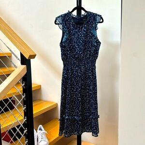 Aqua Girls XL, navy dress with white polka dots